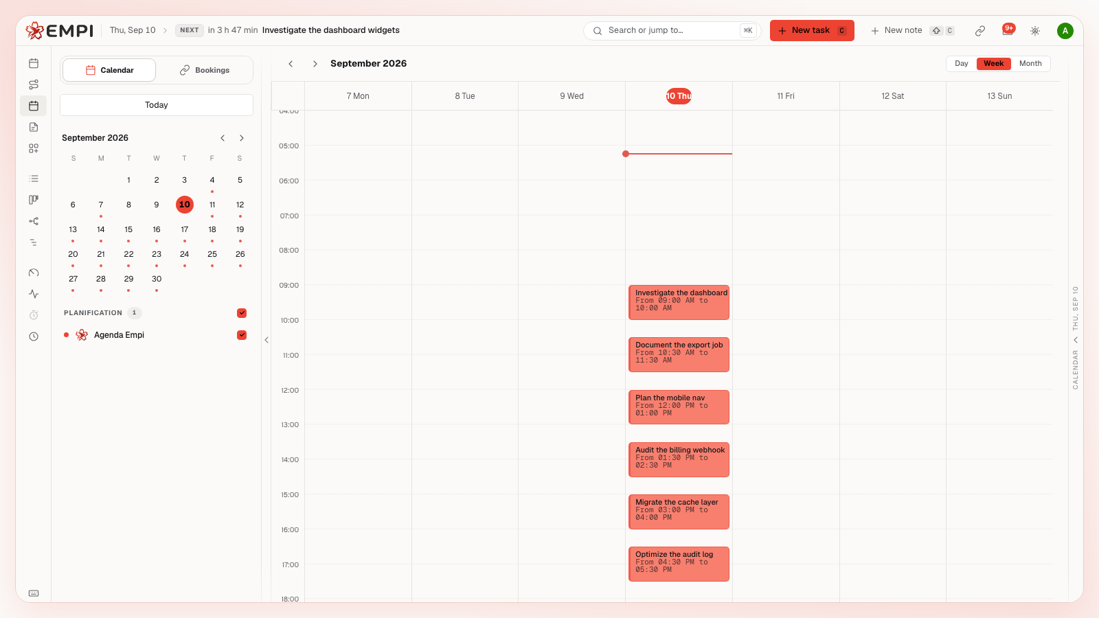 The Agenda view