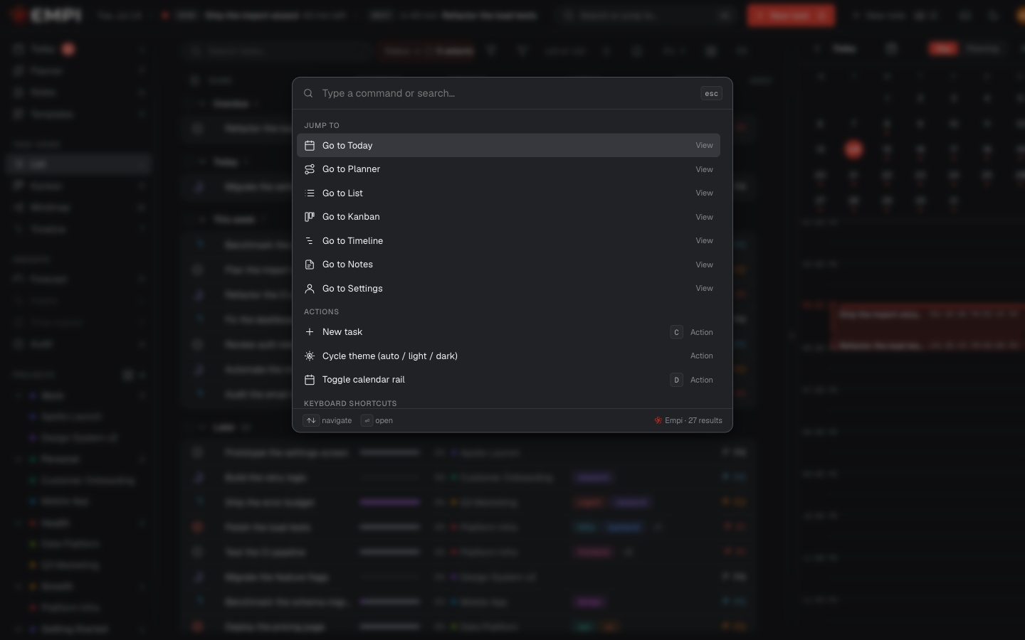 The command palette